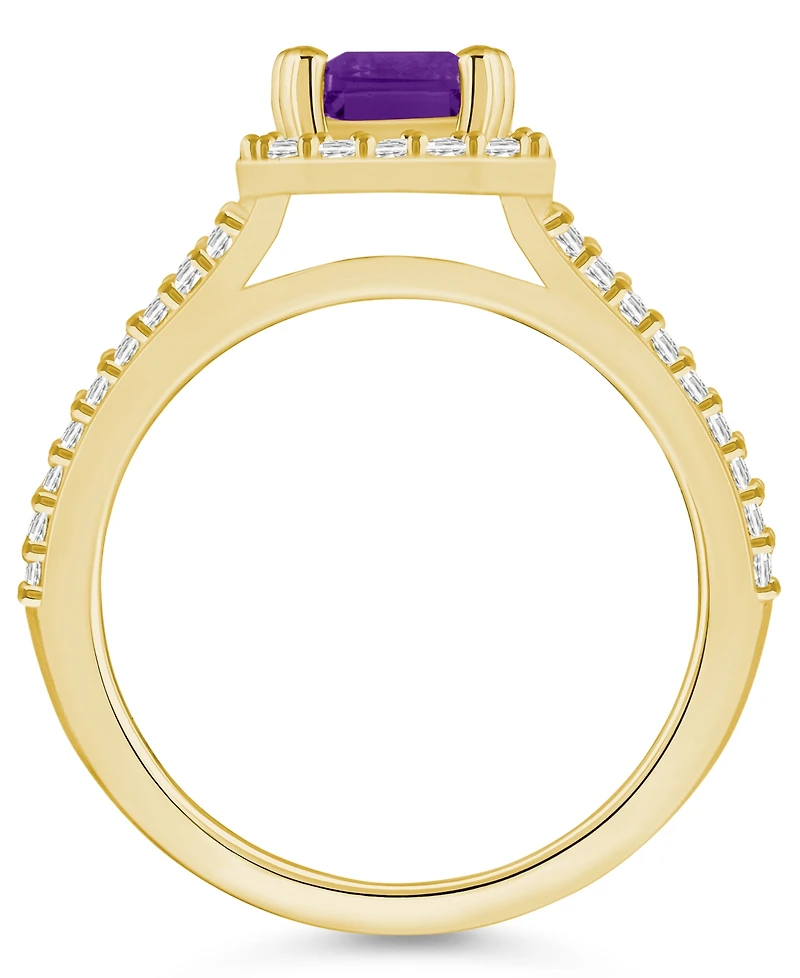Macy's Amethyst (1-5/8 ct. t.w.) and Diamond (1/2 Halo Ring 14K Yellow Gold
