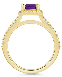 Macy's Amethyst (1-5/8 ct. t.w.) and Diamond (1/2 Halo Ring 14K Yellow Gold