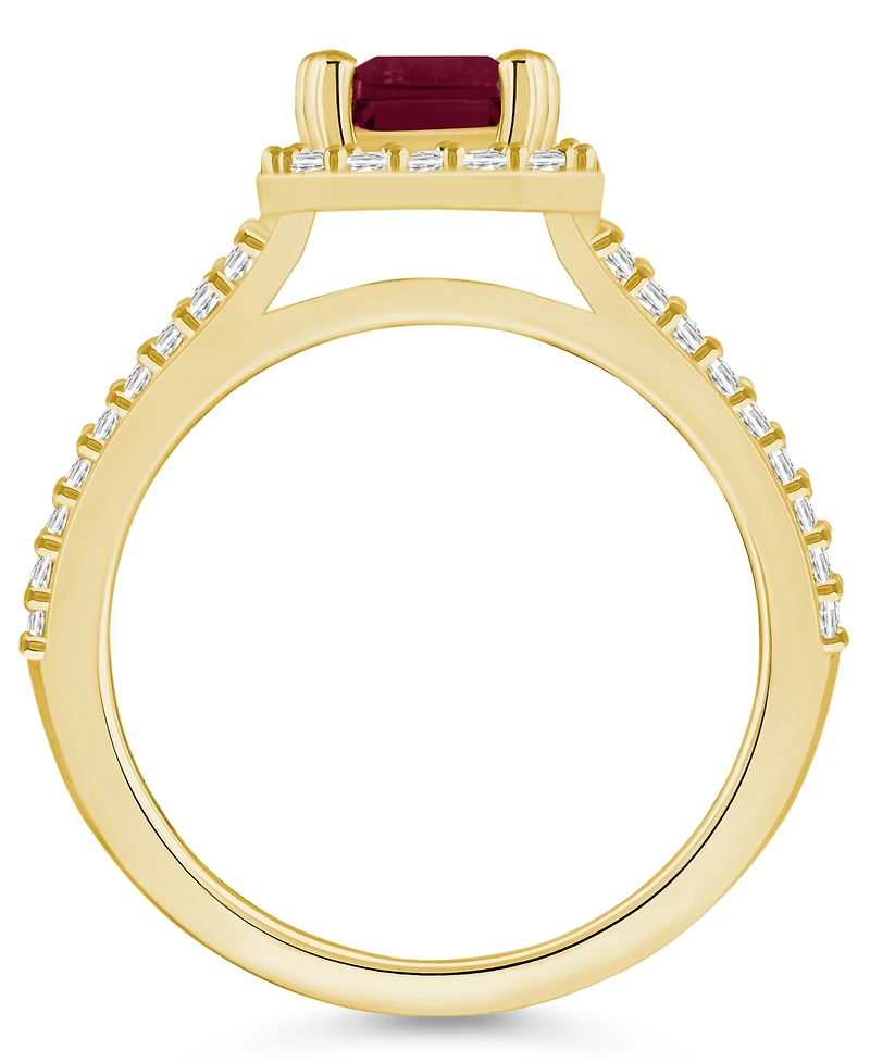 Macy's Garnet (2 ct. t.w.) and Diamond (1/2 Halo Ring 14K Yellow Gold