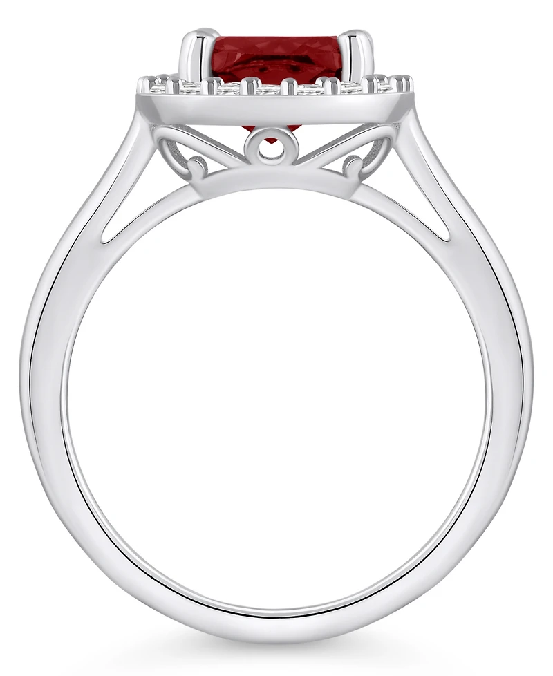 Macy's Garnet (2-3/4 ct. t.w.) and Diamond (1/4 Halo Ring 14K White Gold