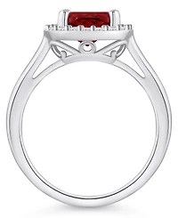 Macy's Garnet (2-3/4 ct. t.w.) and Diamond (1/4 Halo Ring 14K White Gold