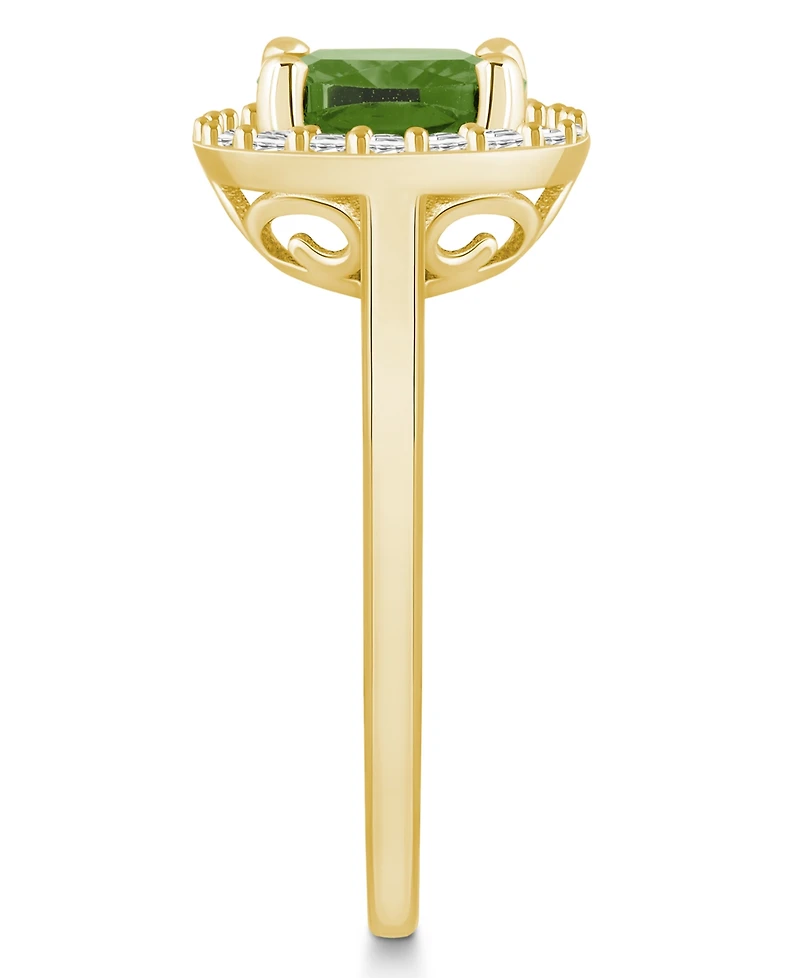 Macy's Peridot (2-3/8 ct. t.w.) and Diamond (1/4 Halo Ring 14K Yellow Gold