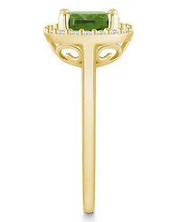 Macy's Peridot (2-3/8 ct. t.w.) and Diamond (1/4 Halo Ring 14K Yellow Gold