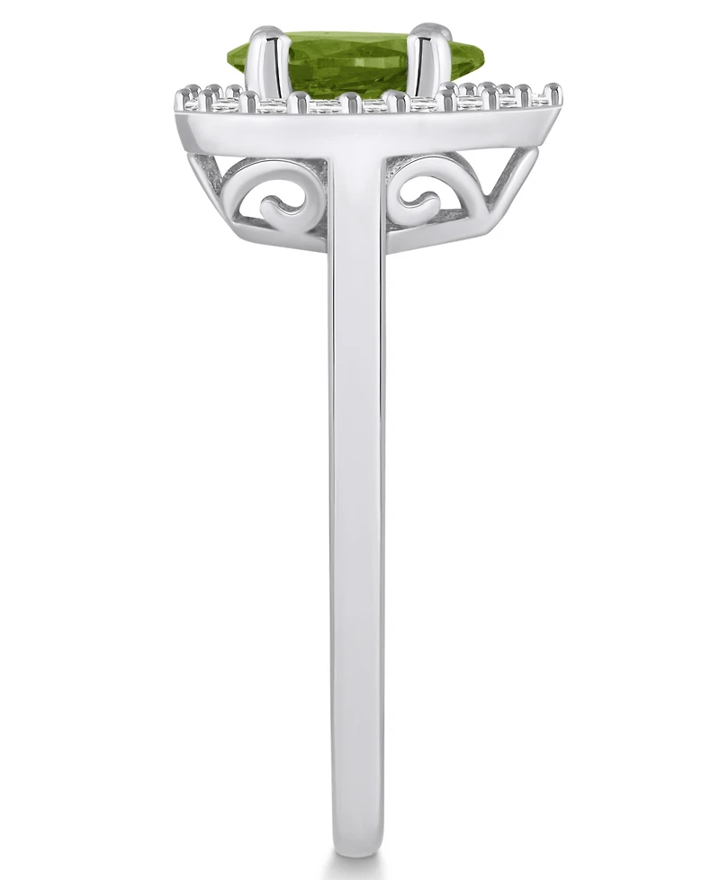 Macy's Peridot (1 ct. t.w.) and Diamond (1/5 Halo Ring 14K White Gold