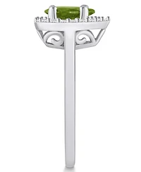 Macy's Peridot (1 ct. t.w.) and Diamond (1/5 Halo Ring 14K White Gold
