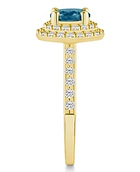 Macy's London Blue Topaz and Diamond Accent Halo Ring 14K Yellow Gold