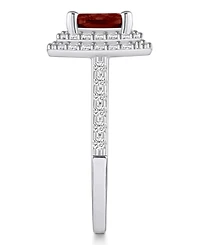 Macy's Garnet and Diamond Accent Halo Ring 14K White Gold