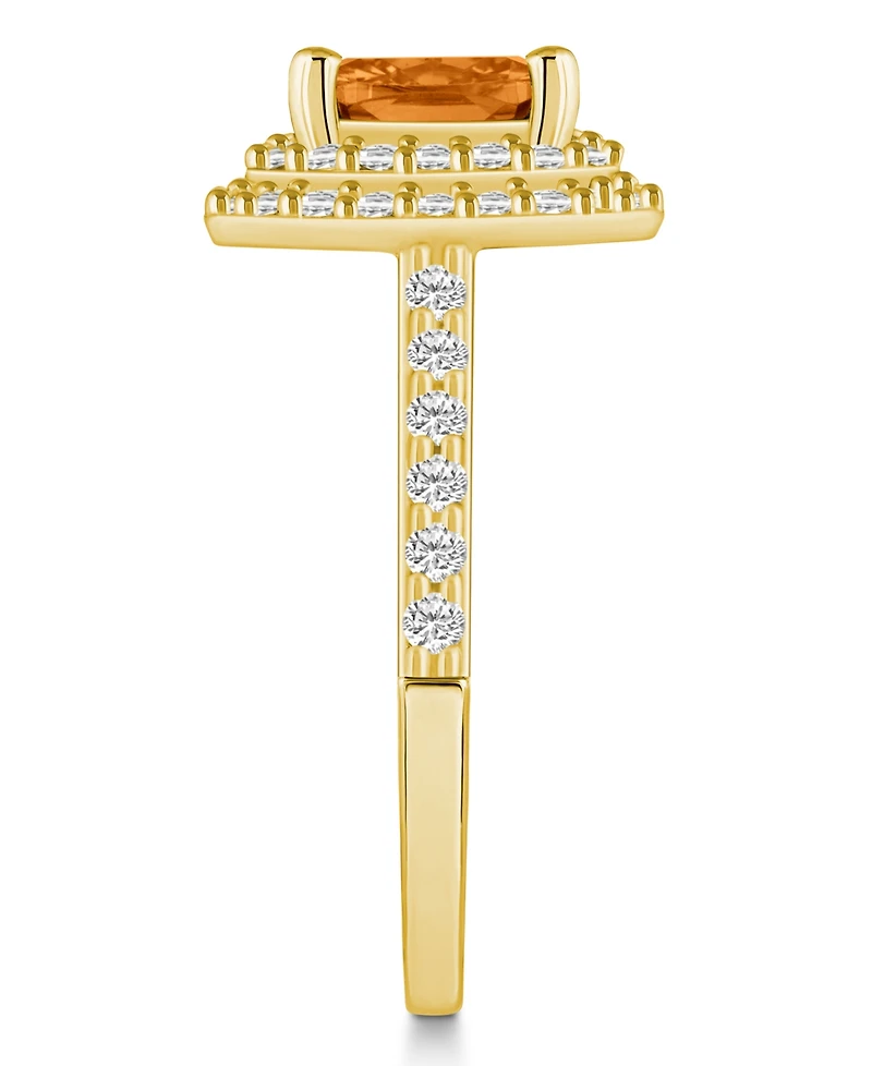 Macy's Citrine and Diamond Accent Halo Ring 14K Yellow Gold