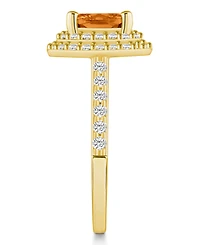 Macy's Citrine and Diamond Accent Halo Ring 14K Yellow Gold