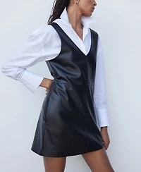 Mango Women's Faux-Leather Pinafore Dress