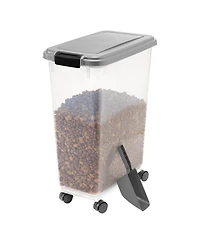 Iris 35lbs/47qt Airtight Pet Food Container with Casters and Scoop, Chrome