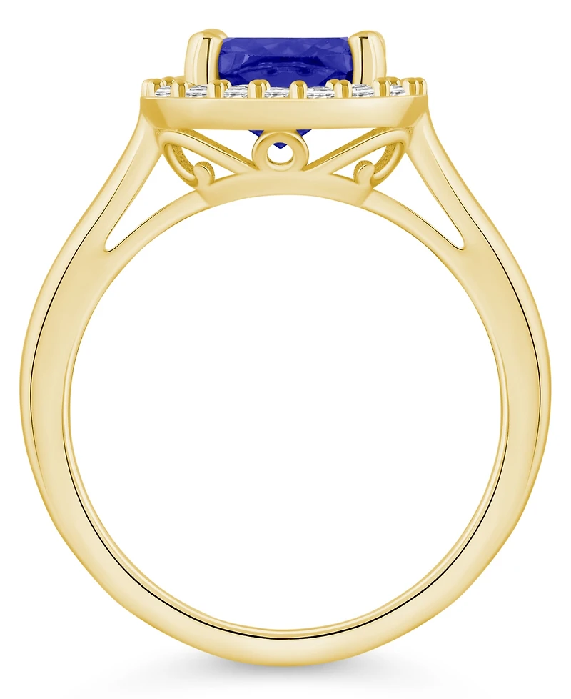 Tanzanite (2-1/3 ct. t.w.) & Diamond (1/4 Cushion Halo Ring 14k Gold