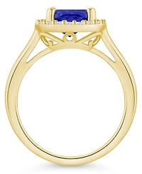 Tanzanite (2-1/3 ct. t.w.) & Diamond (1/4 Cushion Halo Ring 14k Gold