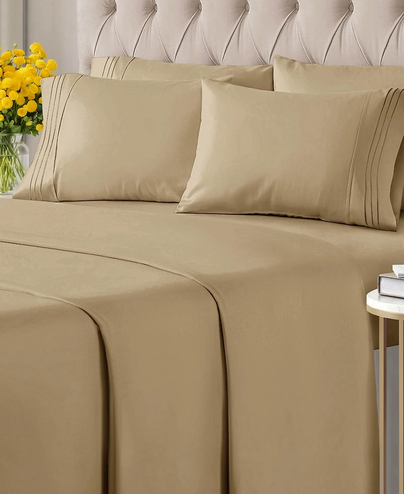 6 Piece Microfiber Solid Sheet Set - Full