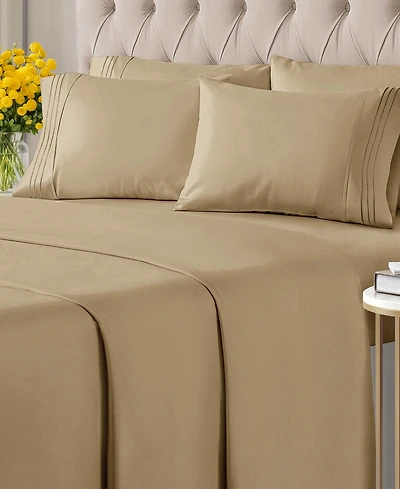 6 Piece Microfiber Solid Sheet Set - Full