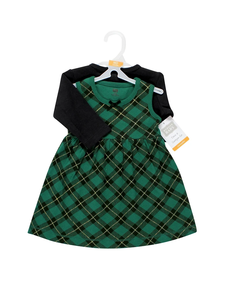 Hudson Baby Girls Comfortable Cotton Dress and Matching Cardigan Set