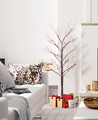 Puleo 4' Pre-Lit Flocked Artificial Twig Tree