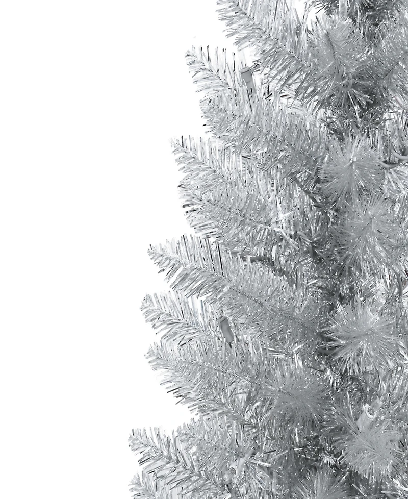 Puleo 7' Pre-Lit Tinsel Artificial Tree