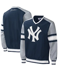 Men's Starter Navy New York Yankees Yardline Pullover Windbreaker