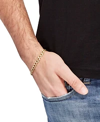 Lightweight Men's Beveled Curb Link Chain Bracelet in 10k Gold
