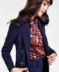 Bar Iii Women's Bi-Stretch Faux Double-Breasted Boyfriend Jacket, Created for Macy's