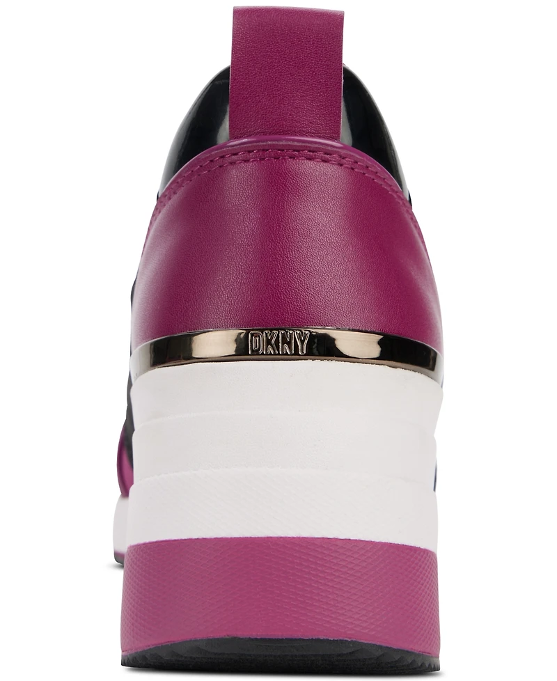 Dkny Women's Kamryn Slip-On Logo Wedge Sneakers