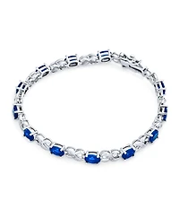 Bling Jewelry 9CT Cubic Zirconia Pink Oval Cz Romantic Love Knot Symbol Milgrain Infinity Tennis Bracelet Rose Plated