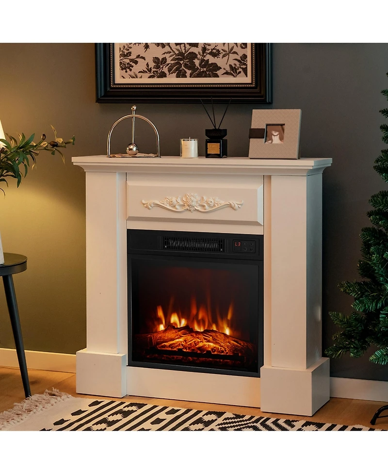 32'' Electric Fireplace Mantel Tv Stand Space Heater