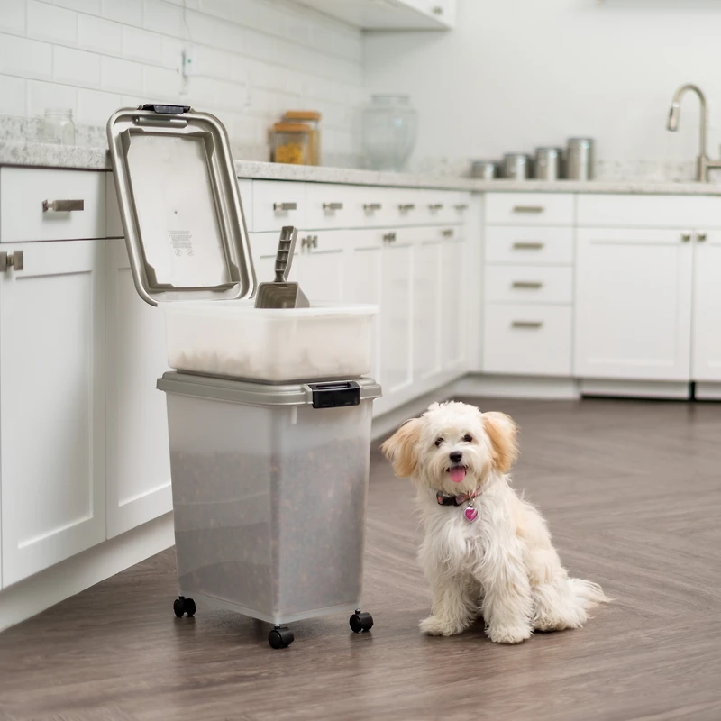 Iris 3-Piece 45 Qt WeatherPro Airtight Pet Food Storage Container Combo with Scoop