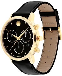 Movado Men's Museum Classic Swiss Quartz Chronograph Black Leather Watch 42mm