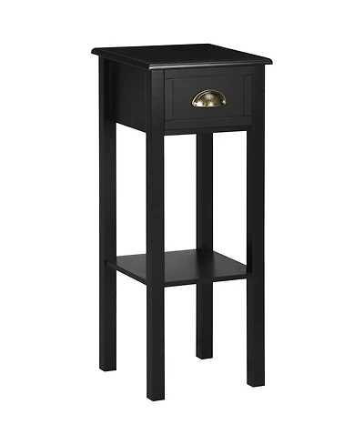 Homcom 29" 2-Tier Side Table with Drawer Shelf, End Table for Living Room,