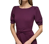 Dkny Women's Puff-Sleeve Twisted-Front Side-Slit Dress