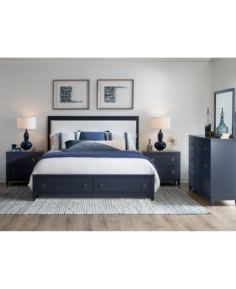 Summerland 3pc Bedroom Set (Queen Upholstered Storage Bed, Dresser, Nightstand)