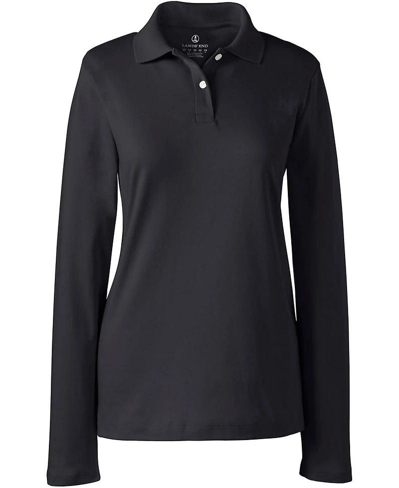 Lands' End Women's Long Sleeve Feminine Fit Interlock Polo Shirt