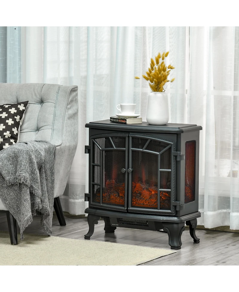 Homcom Freesding Electric Fireplace Heater with Led Log Flames,
