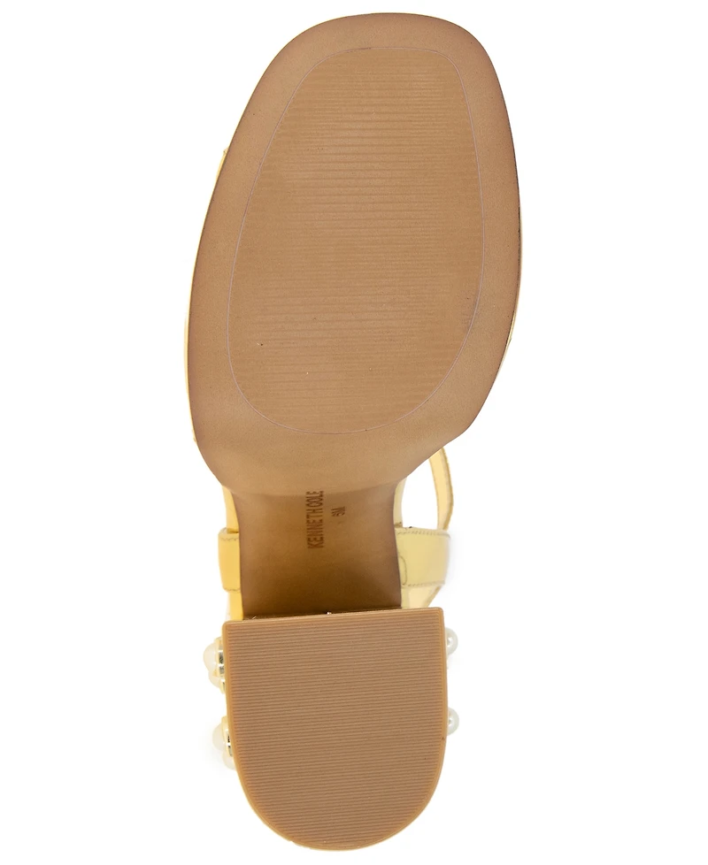 Kenneth Cole New York Women's Dolly Imitation Pearls Platform Block Heel Sandals