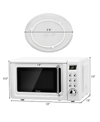 0.7Cu.ft Retro Countertop Microwave Oven 700W Led Display Glass Turntable