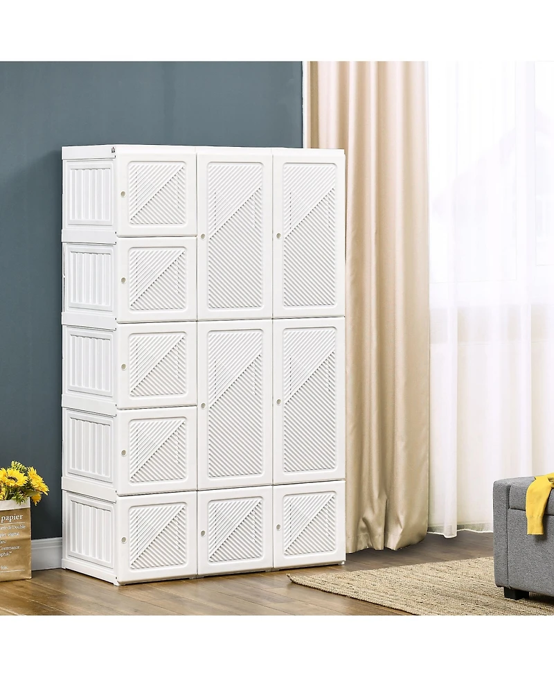 Homcom Portable Wardrobe Folding Closet with Cube Storage,