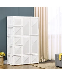 Homcom Portable Wardrobe Folding Closet with Cube Storage,