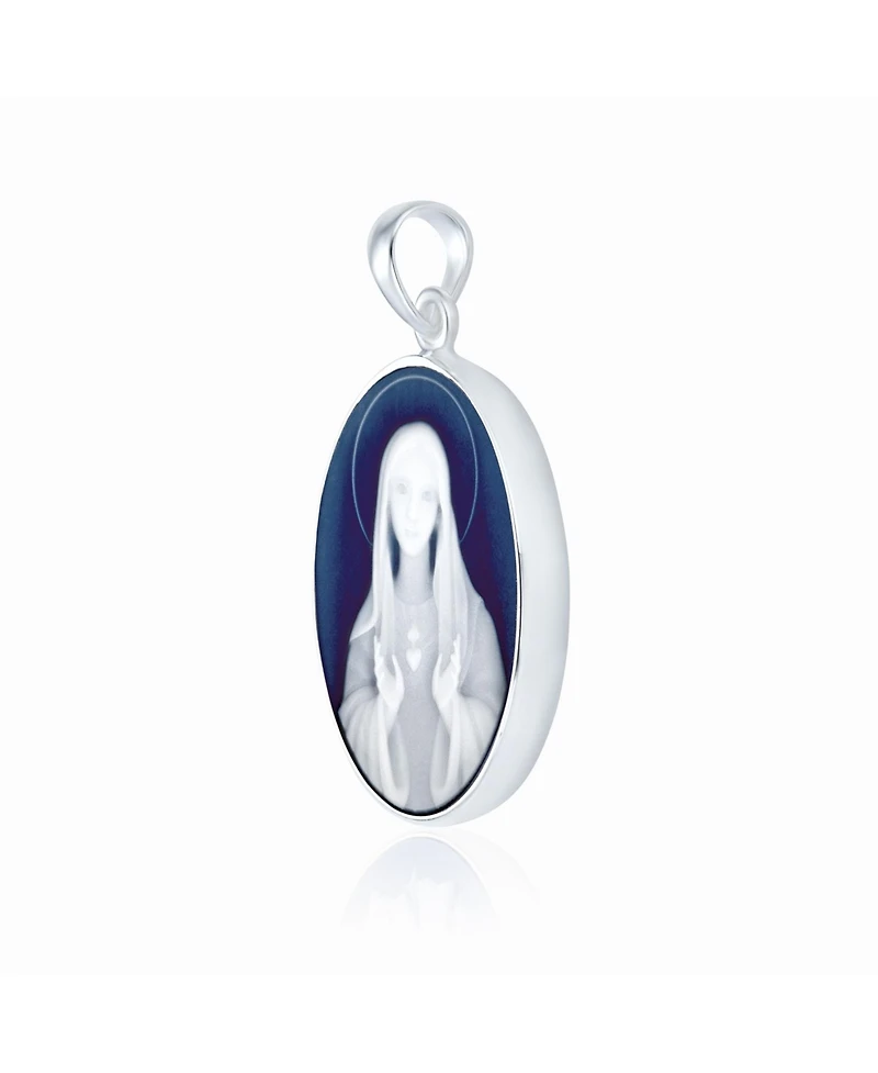 Bling Jewelry Blue Cz Miraculous Our Lady Of Guadalupe Oval Virgin Mary Cameo Pendant Necklace Sterling Silver
