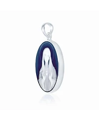 Bling Jewelry Blue Cz Miraculous Our Lady Of Guadalupe Oval Virgin Mary Cameo Pendant Necklace Sterling Silver