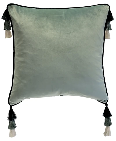 Edie@Home Velvet Reversible Tassel Decorative Pillow, 18" x 18"
