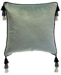 Edie@Home Velvet Reversible Tassel Decorative Pillow, 18" x 18"
