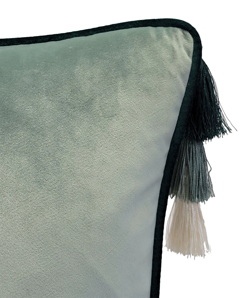 Edie@Home Velvet Reversible Tassel Decorative Pillow, 18" x 18"