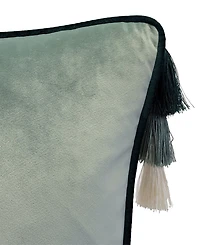 Edie@Home Velvet Reversible Tassel Decorative Pillow, 18" x 18"