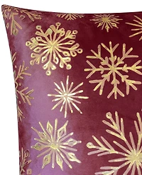 Edie@Home Snowflakes Velvet Foil Print Holiday Decorative Pillow, 18" x 18"
