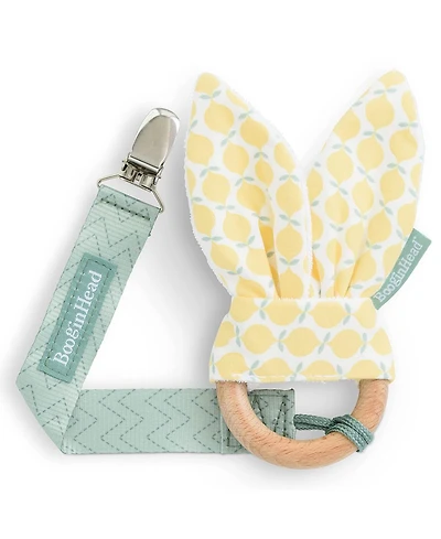 BooginHead Baby Pacifier Clip and Natural Wood Baby Teether, Lemons