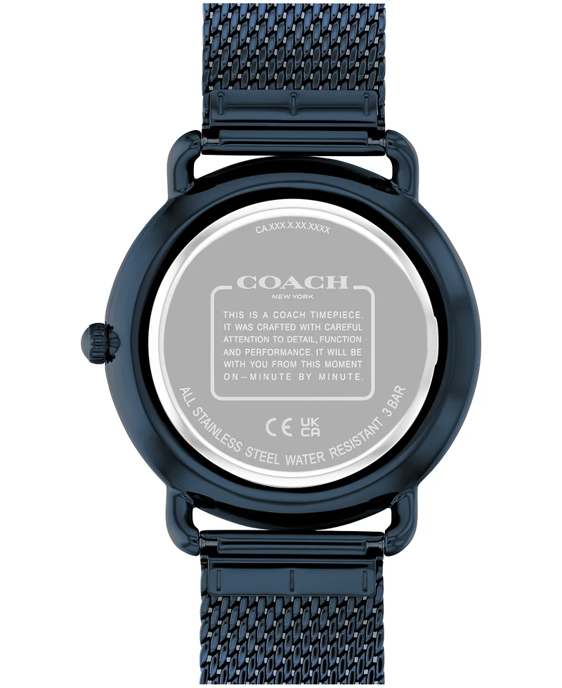 Coach Unisex Elliot Blue Stainless Steel Mesh Bracelet Watch 41mm