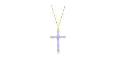 Simona 14K Yellow Gold, Lavender Jade Cross Pendant Necklace