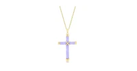 Simona 14K Yellow Gold, Lavender Jade Cross Pendant Necklace